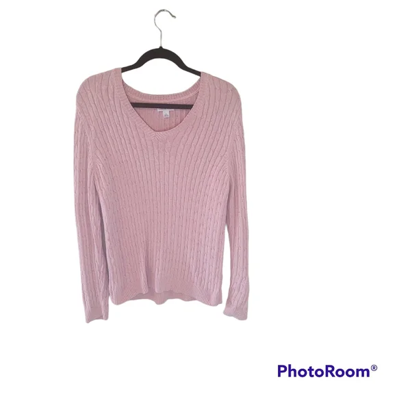 Croft and Barrow v neck pink sweater. Size Large. - Picture 1 of 6